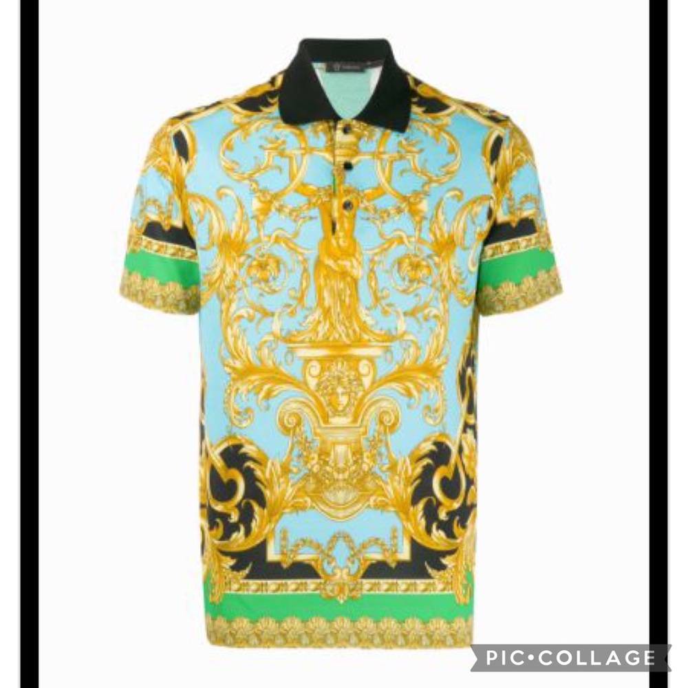 Versace Baroque Print Polo Shirt Sz. XL